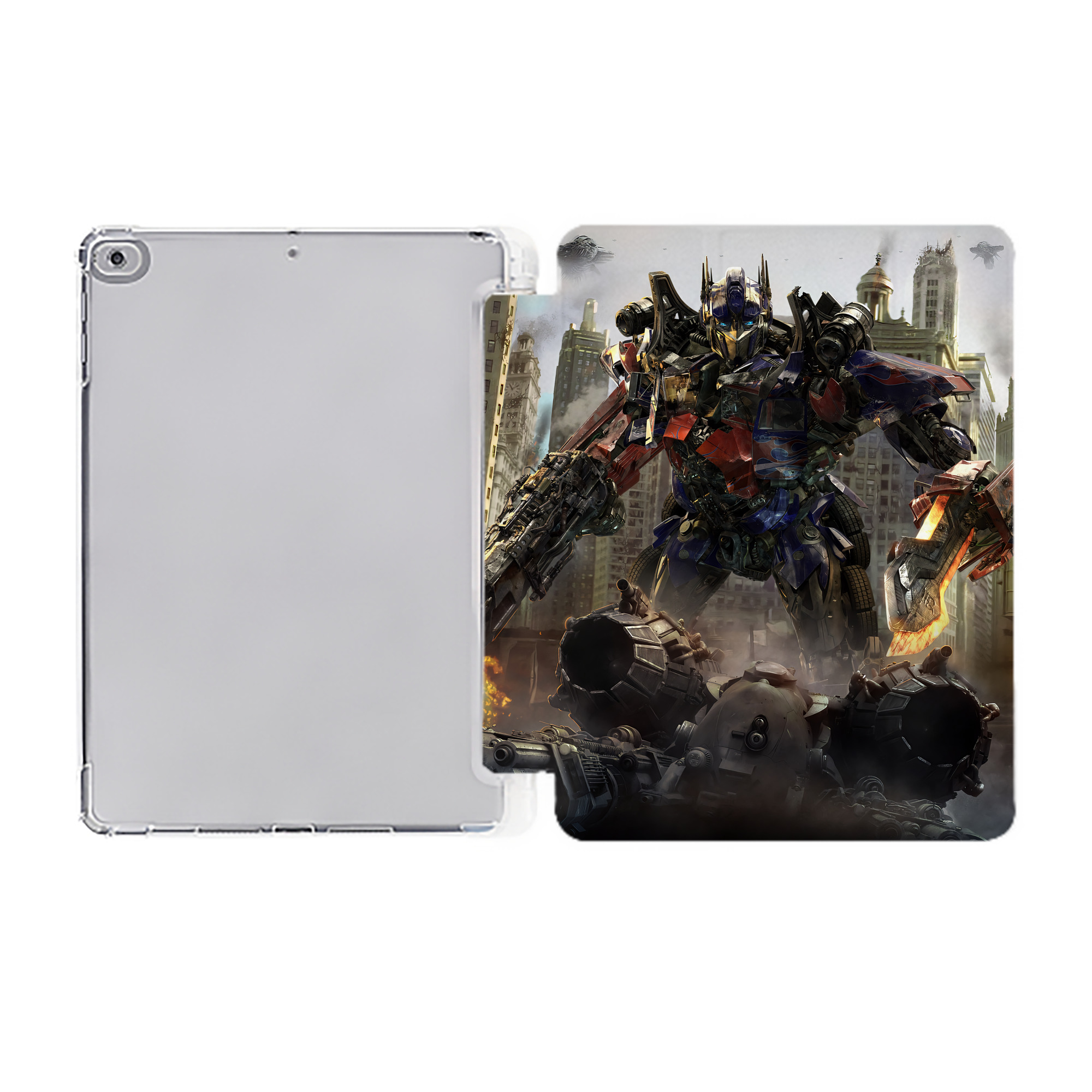 （画像用） Transformers トランスフォーマー IPad ケース ペン収納付き 三つ折りスタンド PUレザー×シリコン 対応機種9.5/10.5/10.9インチ